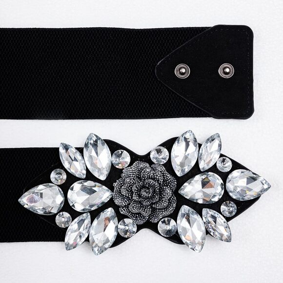 Elastic Rhinestone Belts For Women-crystal Wide Stretchy Belts For Dress,😹 - Picture 5 of 6